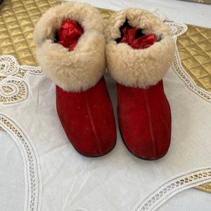 Ladies Morlands Red Slippers